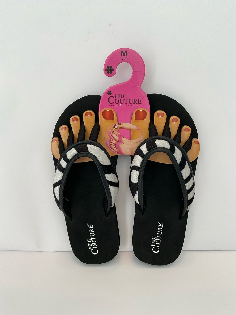 NW/OT Women's Pedicure- Couture Black Toe Separator Spa Sandals